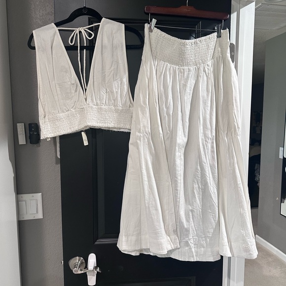 Free People Linen Top & Skirt Set White Size NWT, Both XL - Picture 2 of 5